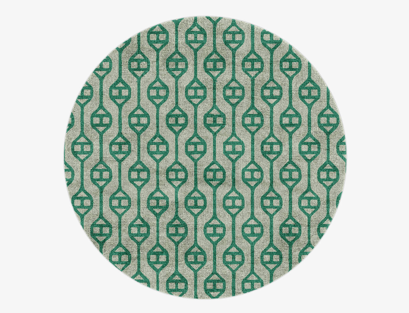 Paternoster Modern Geometrics Round Hand Knotted Bamboo Silk Custom Rug by Rug Artisan