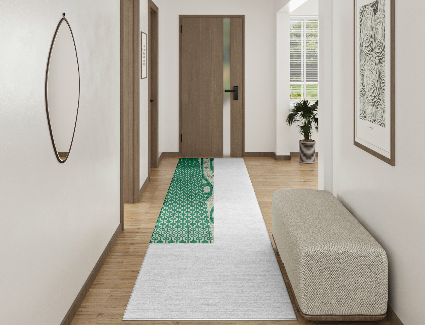 Paternoster Geometric Runner Hand Knotted Bamboo Silk Custom Rug by Rug Artisan