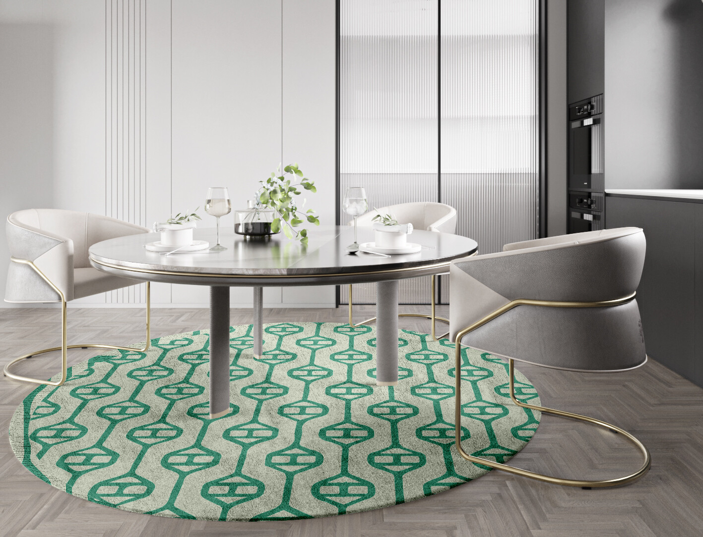 Paternoster Geometric Round Hand Tufted Bamboo Silk Custom Rug by Rug Artisan
