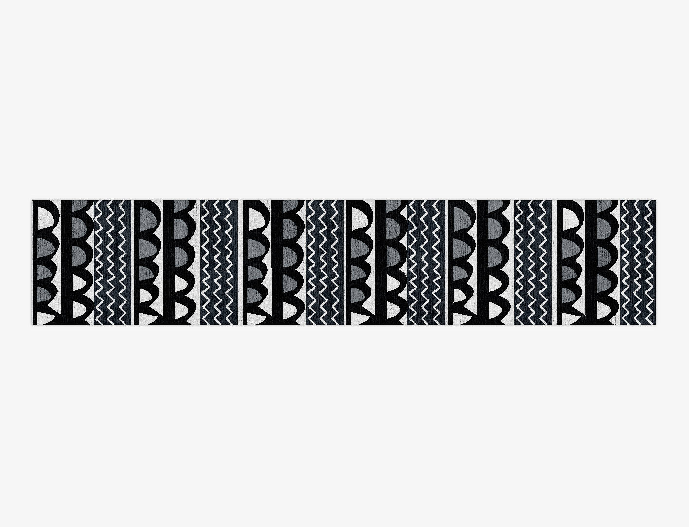 Pattern Grey Monochrome Runner Hand Knotted Bamboo Silk Custom Rug by Rug Artisan