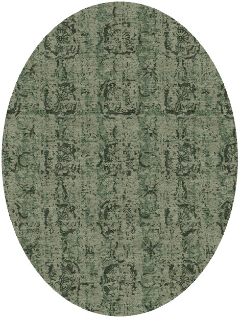Pattern Links Vintage Oval Hand Knotted Tibetan Wool Custom Rug by Rug Artisan