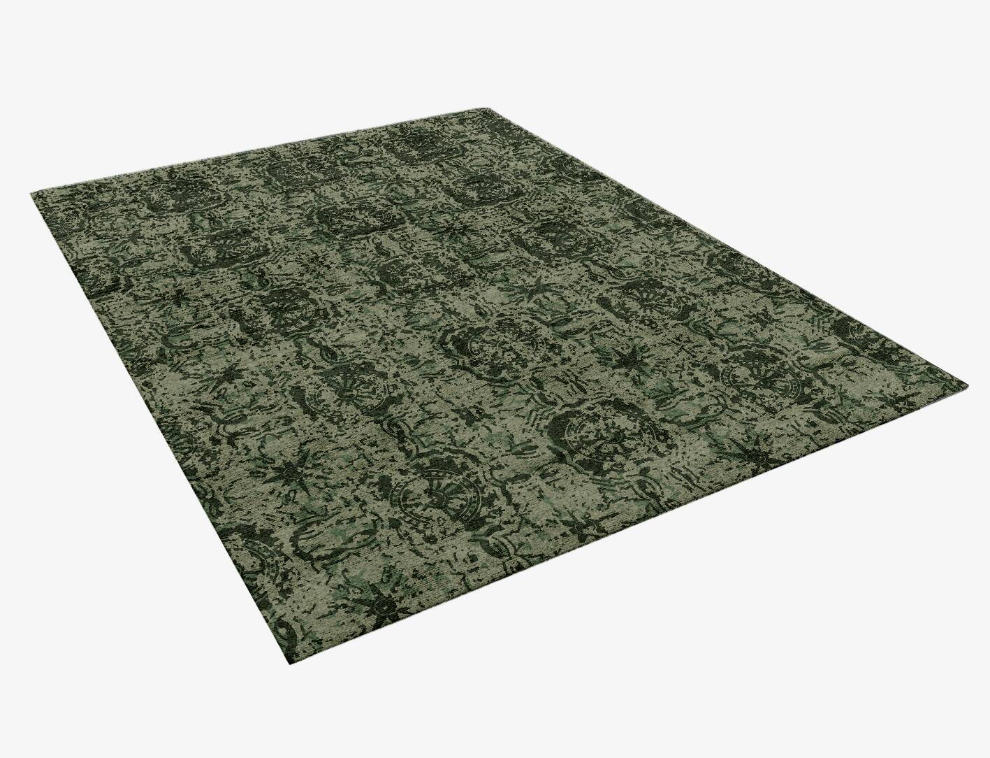 Pattern Links Vintage Rectangle Hand Knotted Bamboo Silk Custom Rug by Rug Artisan