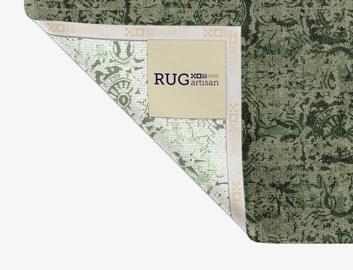 Pattern Links Vintage Rectangle Hand Knotted Bamboo Silk Custom Rug by Rug Artisan