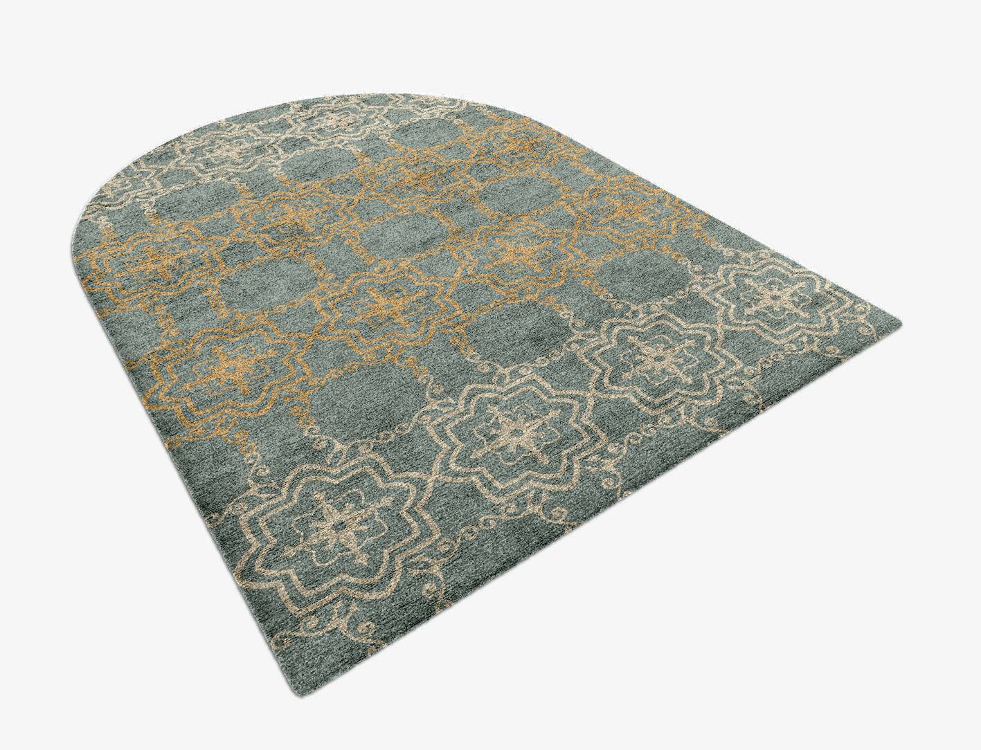 Pax Blue Royal Arch Hand Knotted Bamboo Silk Custom Rug by Rug Artisan