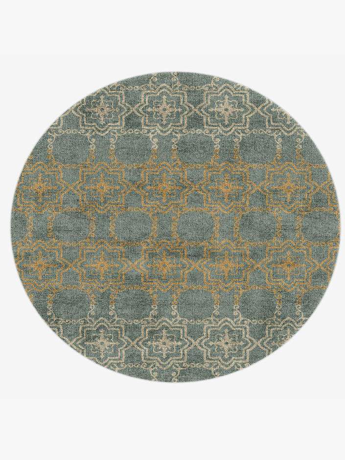 Pax Blue Royal Round Hand Knotted Bamboo Silk Custom Rug by Rug Artisan
