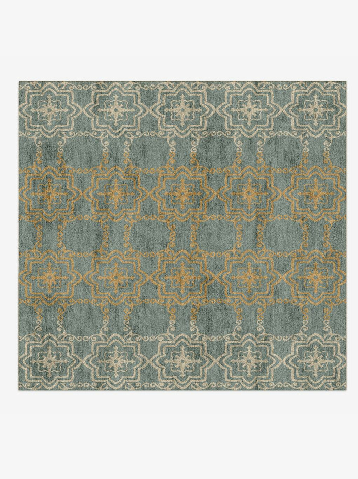 Pax Blue Royal Square Hand Knotted Bamboo Silk Custom Rug by Rug Artisan
