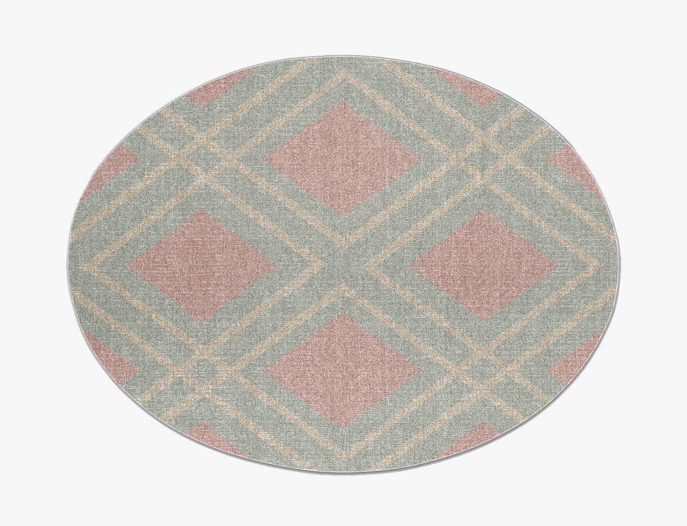 Peach Geometric Oval Flatweave New Zealand Wool Custom Rug by Rug Artisan