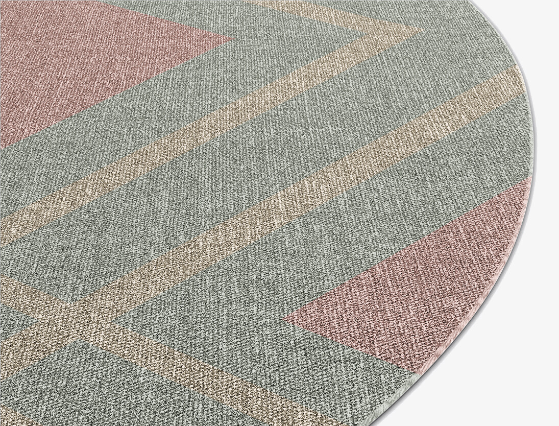 Peach Geometric Oval Flatweave New Zealand Wool Custom Rug by Rug Artisan