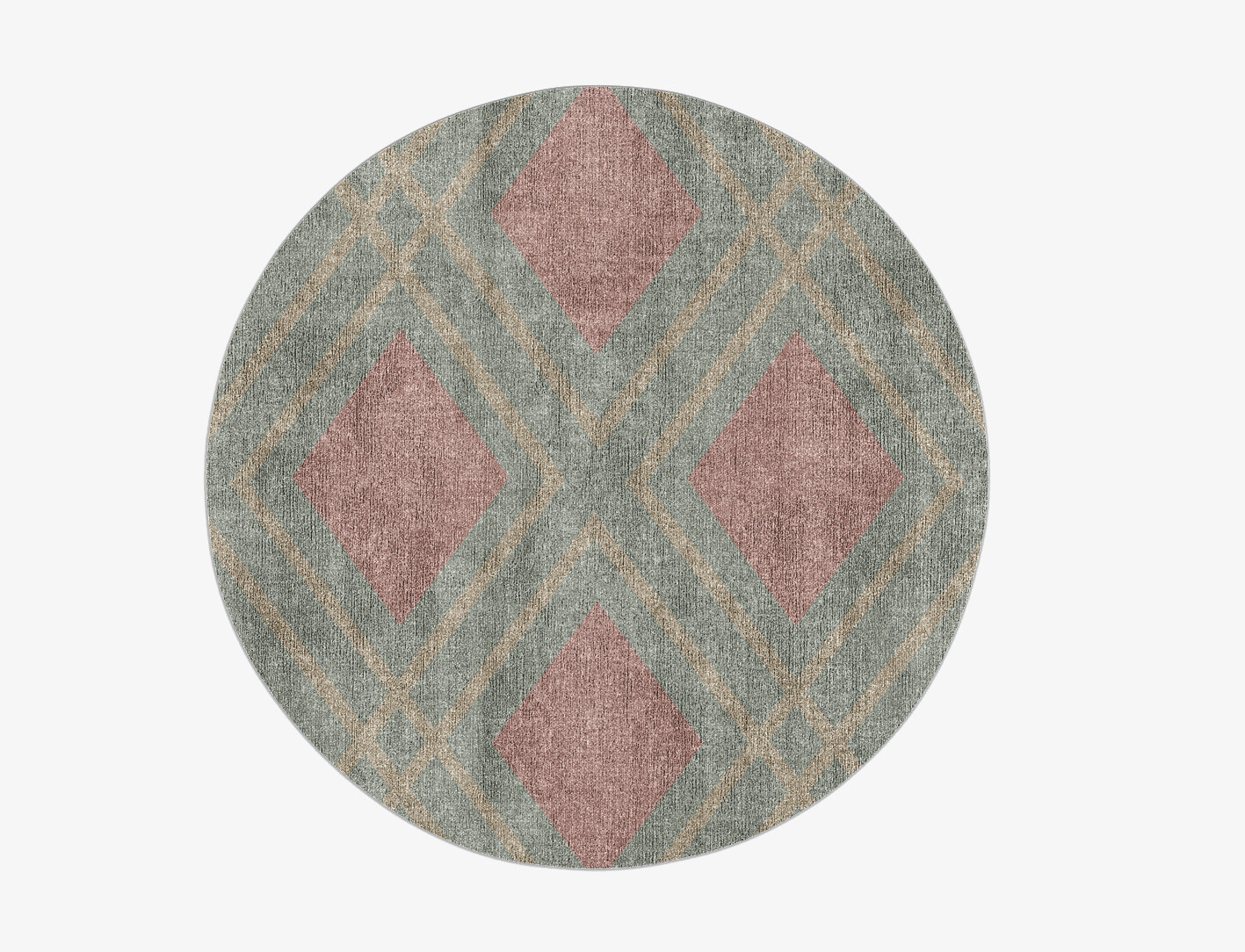 Peach Geometric Round Flatweave Bamboo Silk Custom Rug by Rug Artisan
