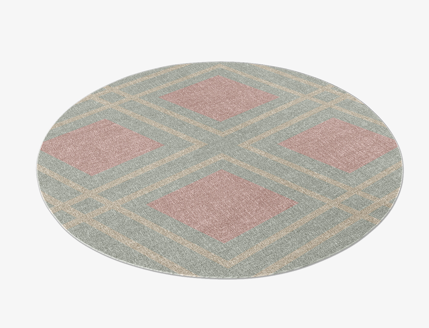 Peach Geometric Round Flatweave New Zealand Wool Custom Rug by Rug Artisan