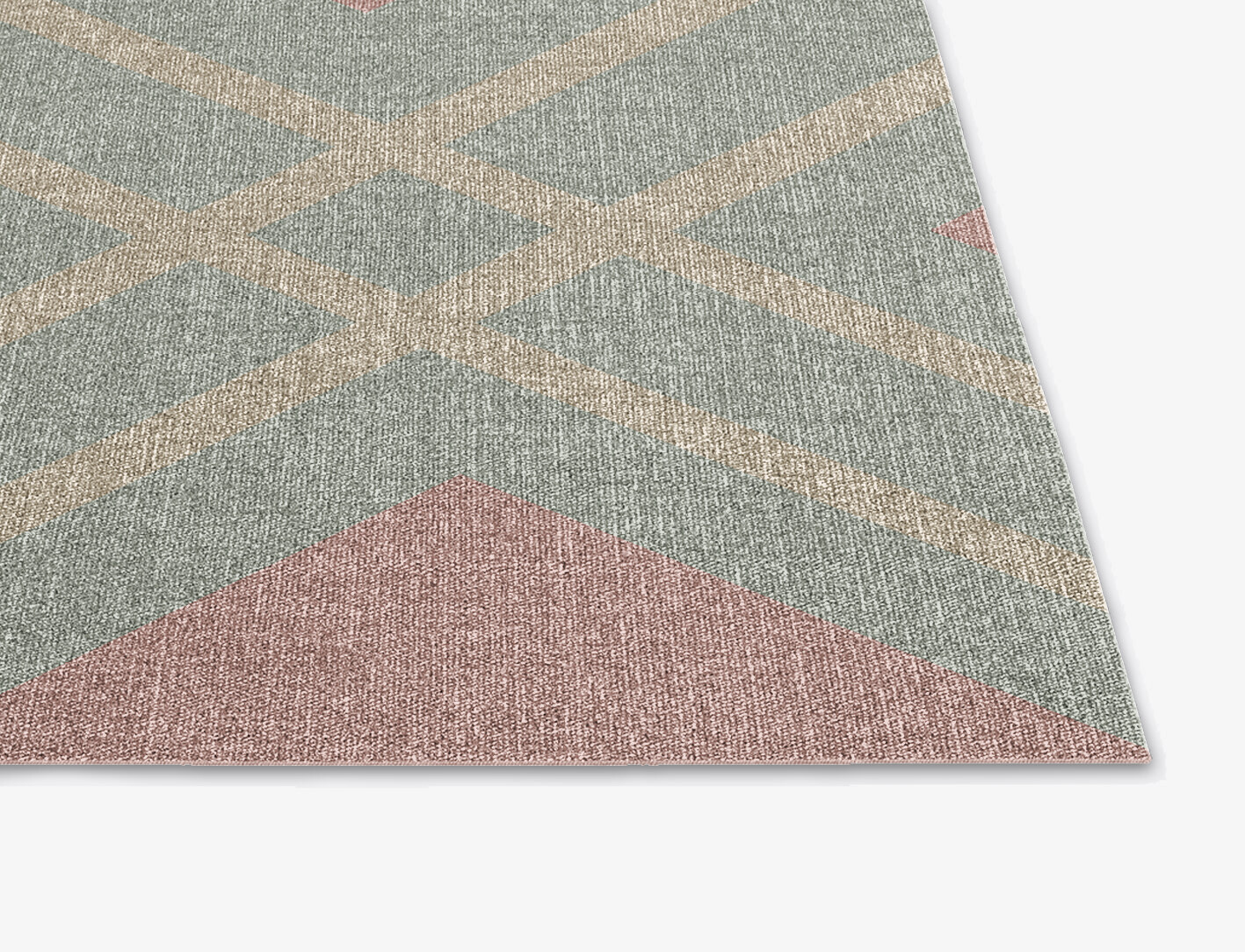 Peach Geometric Square Flatweave New Zealand Wool Custom Rug by Rug Artisan
