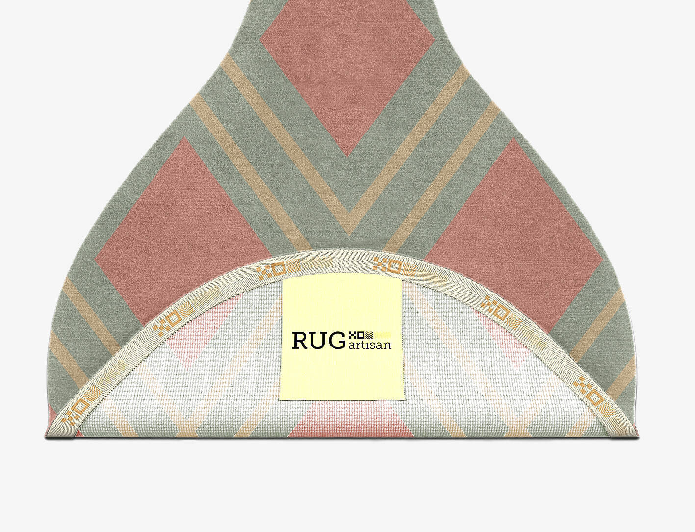 Peach Geometric Drop Hand Knotted Tibetan Wool Custom Rug by Rug Artisan