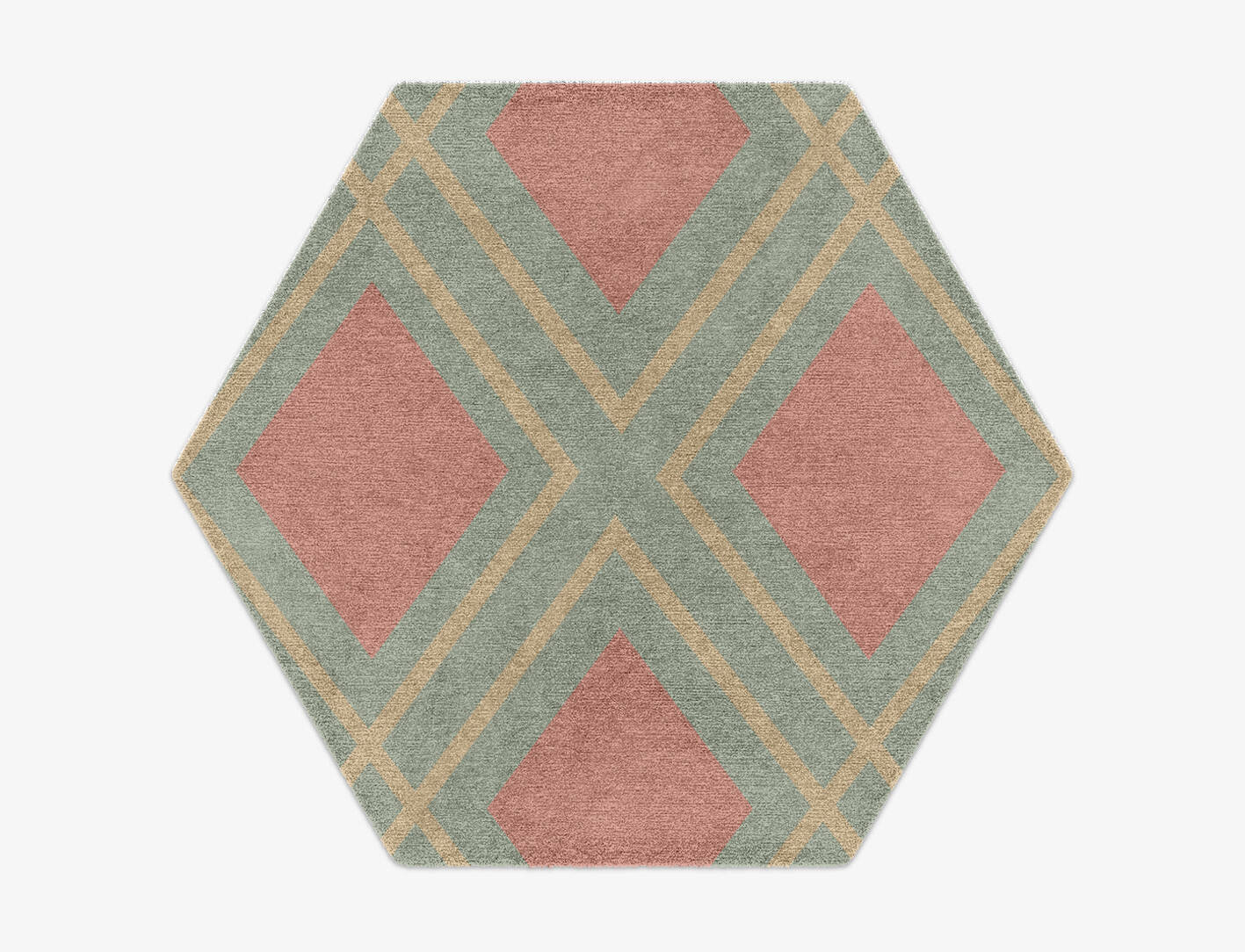 Peach Geometric Hexagon Hand Knotted Tibetan Wool Custom Rug by Rug Artisan