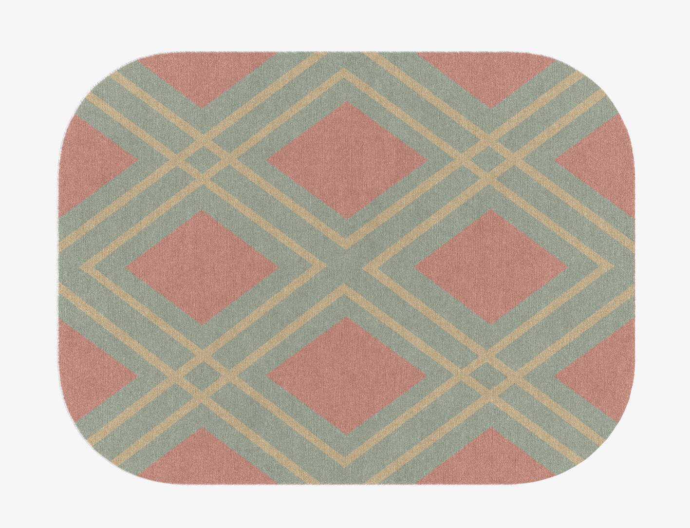 Peach Geometric Oblong Hand Knotted Tibetan Wool Custom Rug by Rug Artisan