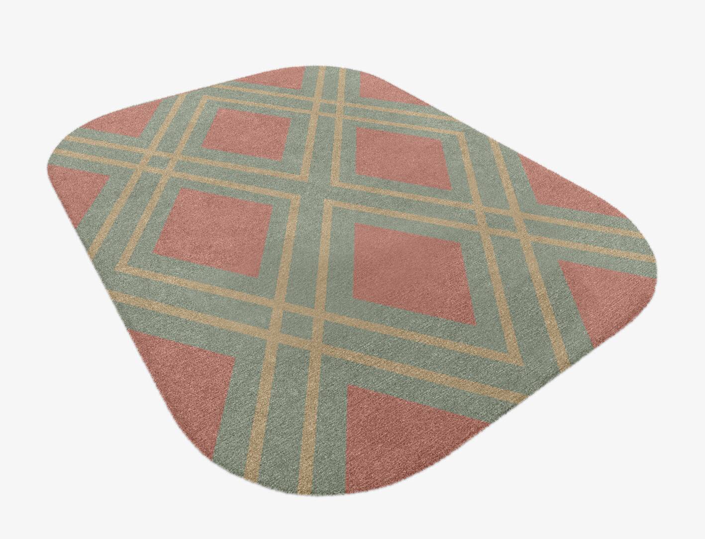 Peach Geometric Oblong Hand Knotted Tibetan Wool Custom Rug by Rug Artisan