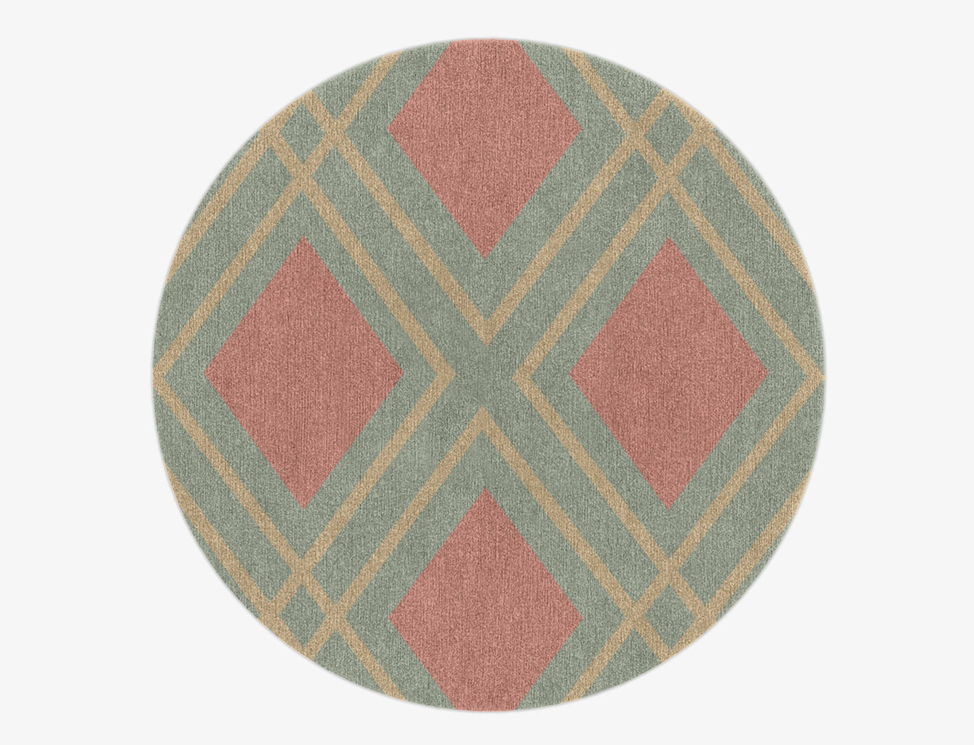 Peach Geometric Round Hand Knotted Tibetan Wool Custom Rug by Rug Artisan