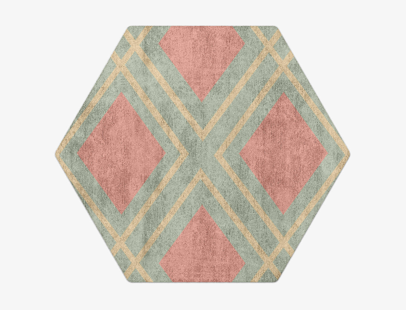 Peach Geometric Hexagon Hand Tufted Bamboo Silk Custom Rug by Rug Artisan