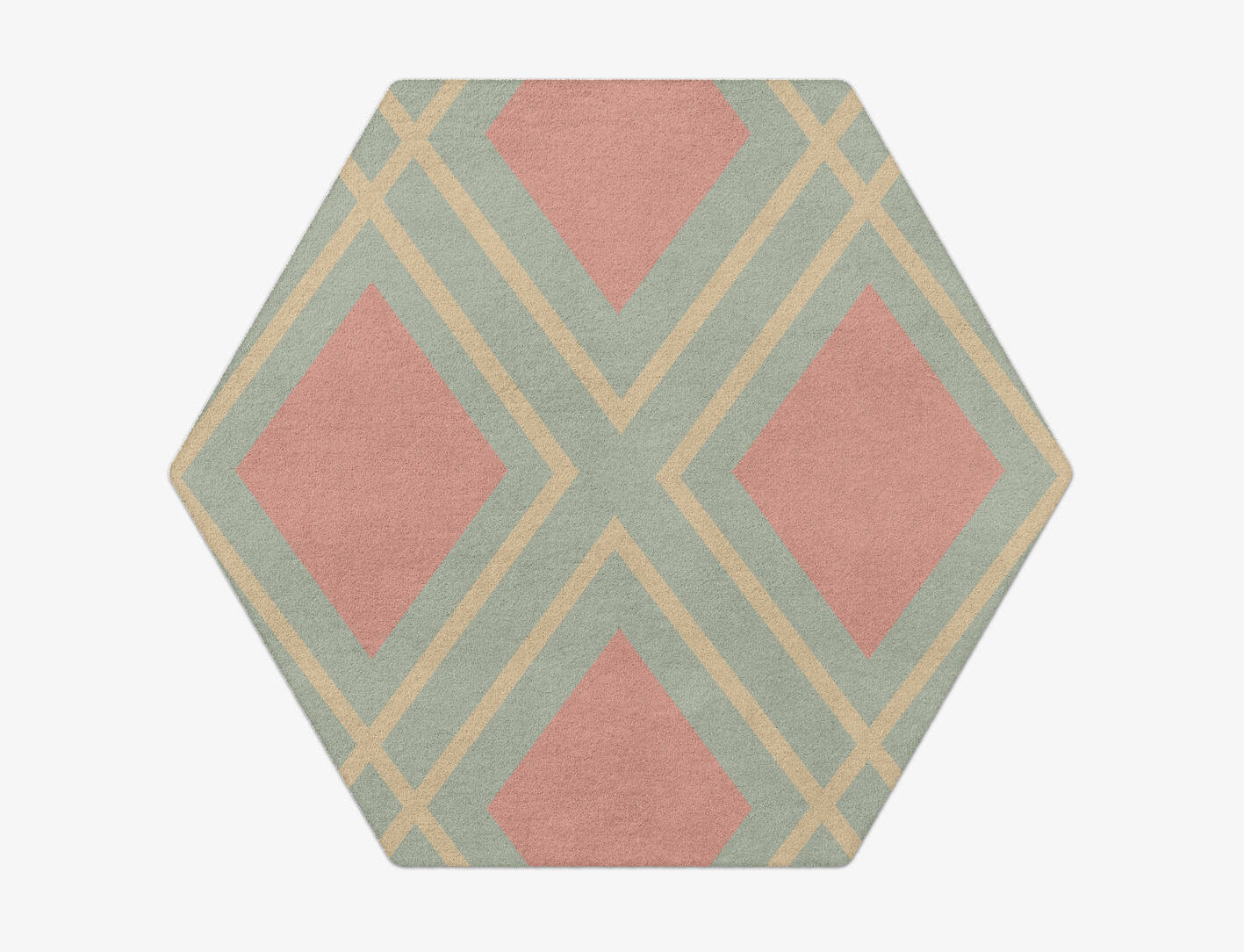 Peach Geometric Hexagon Hand Tufted Pure Wool Custom Rug by Rug Artisan