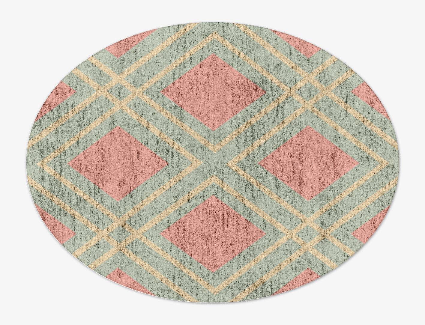 Peach Geometric Oval Hand Tufted Bamboo Silk Custom Rug by Rug Artisan