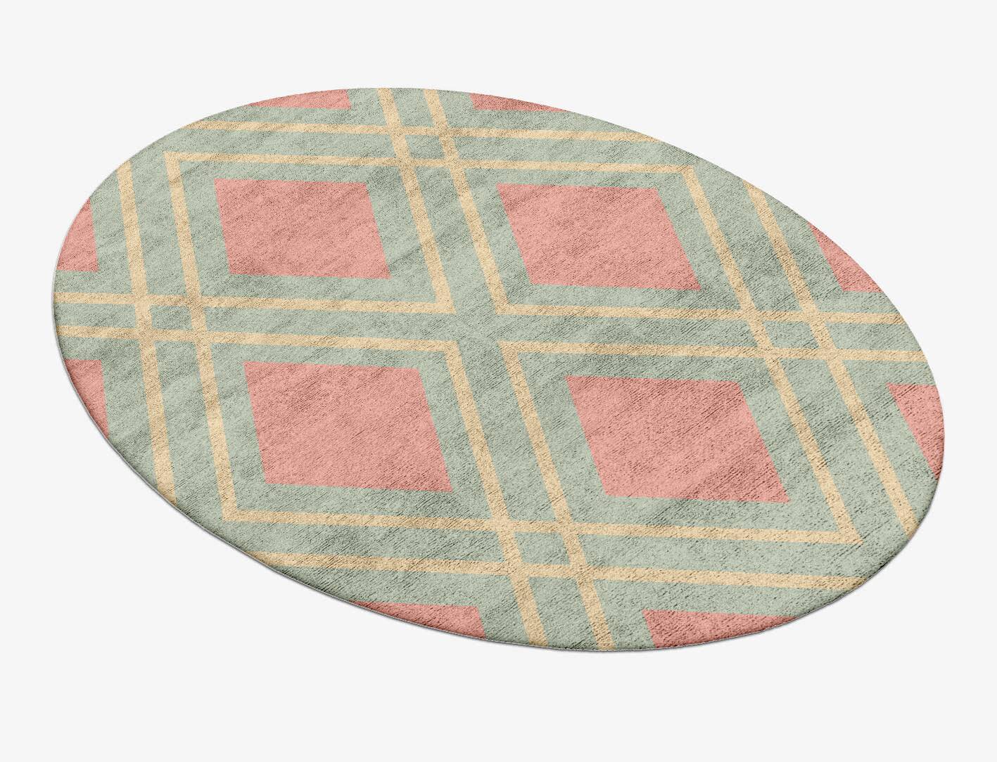 Peach Geometric Oval Hand Tufted Bamboo Silk Custom Rug by Rug Artisan