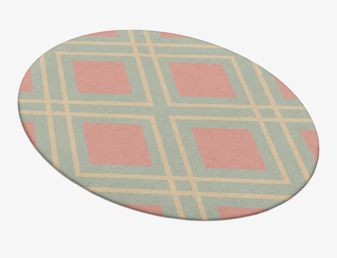 Peach Geometric Oval Hand Tufted Pure Wool Custom Rug by Rug Artisan