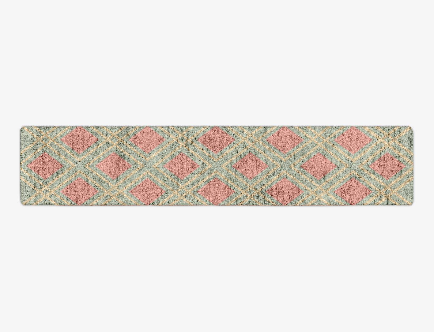 Peach Geometric Runner Hand Tufted Bamboo Silk Custom Rug by Rug Artisan