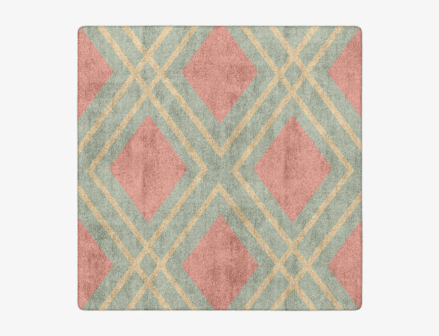 Peach Geometric Square Hand Tufted Bamboo Silk Custom Rug by Rug Artisan