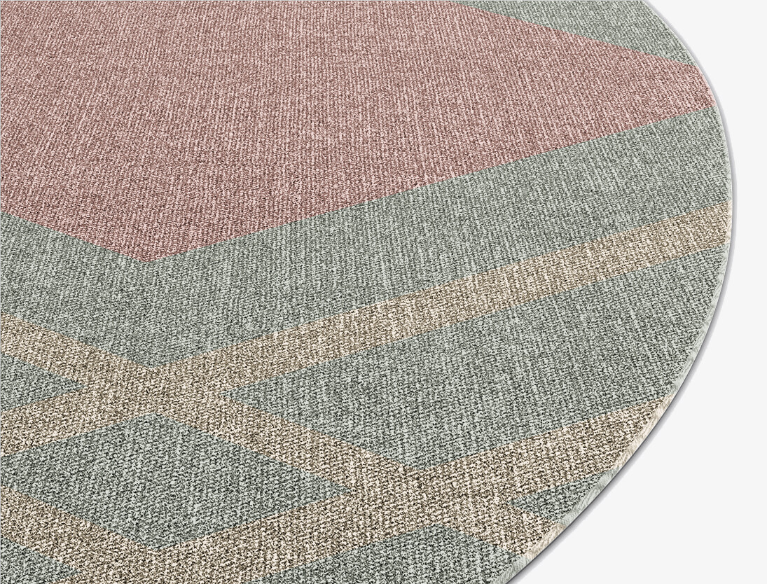 Peach Geometric Round Outdoor Recycled Yarn Custom Rug by Rug Artisan