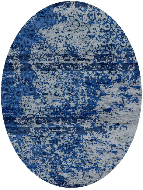 Peacock Feathers Vintage Oval Hand Knotted Bamboo Silk Custom Rug by Rug Artisan