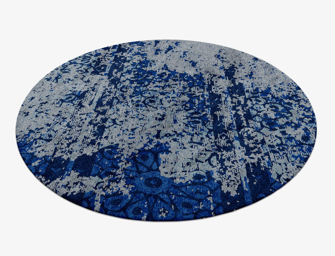 Peacock Feathers Vintage Round Hand Knotted Bamboo Silk Custom Rug by Rug Artisan