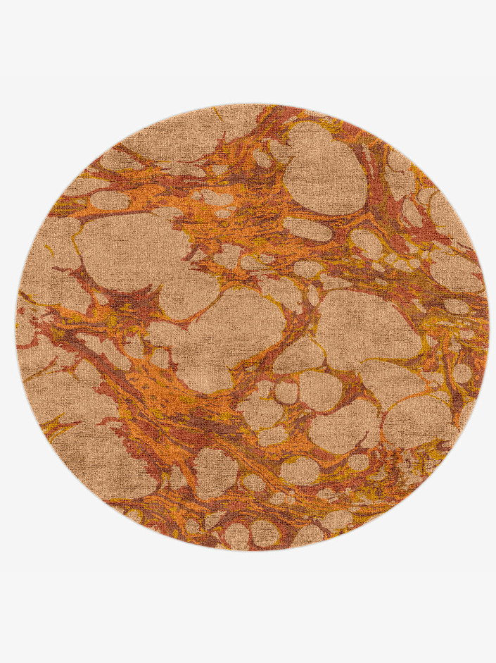 Pebble Surface Art Round Hand Knotted Bamboo Silk Custom Rug by Rug Artisan