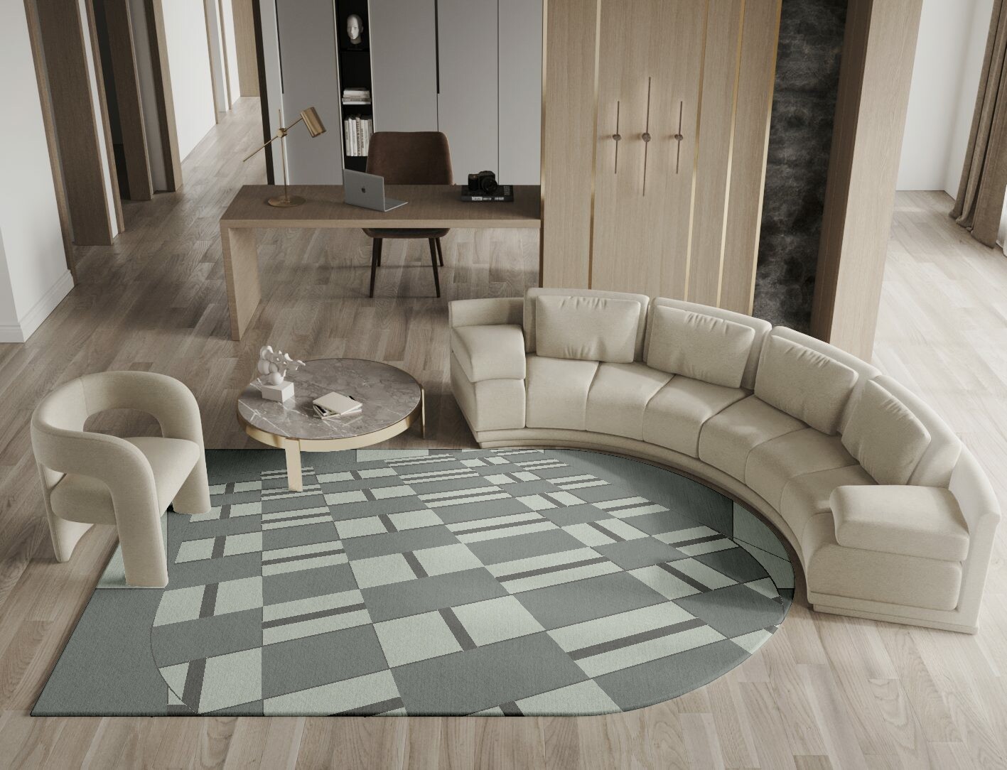 Pennon Geometric Arch Hand Knotted Tibetan Wool Custom Rug by Rug Artisan
