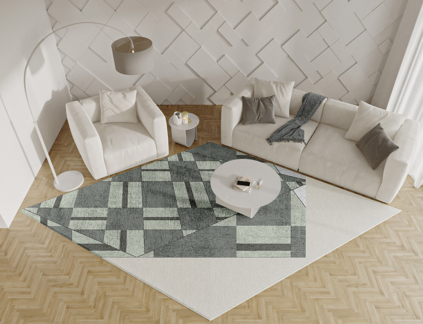Pennon Geometric Diamond Hand Knotted Bamboo Silk Custom Rug by Rug Artisan