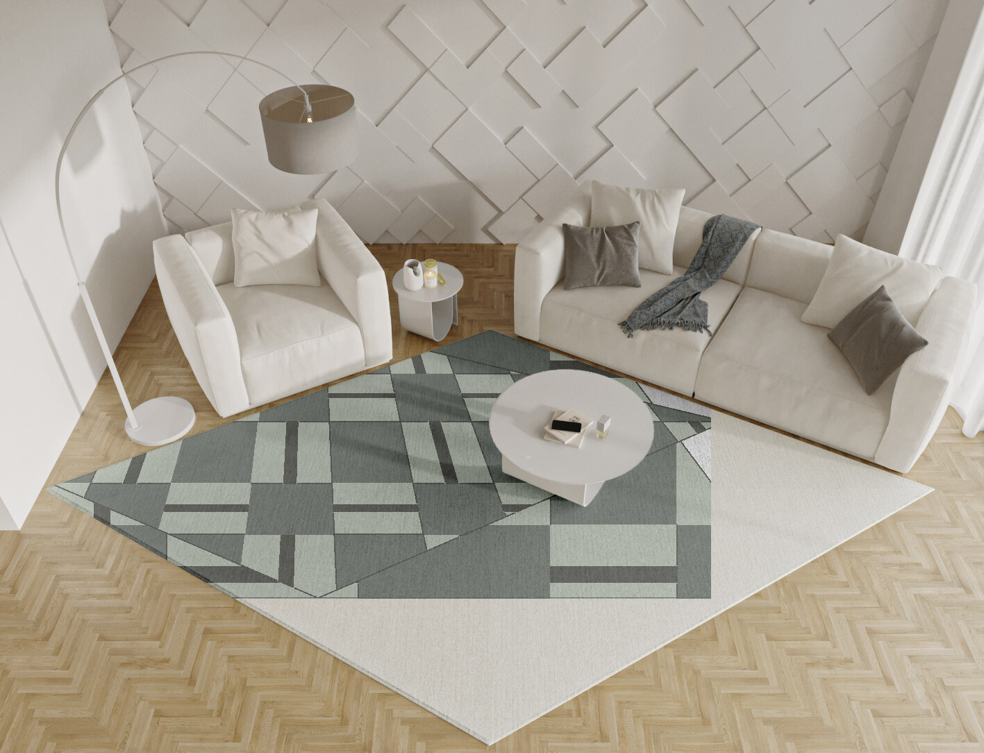 Pennon Geometric Diamond Hand Knotted Tibetan Wool Custom Rug by Rug Artisan