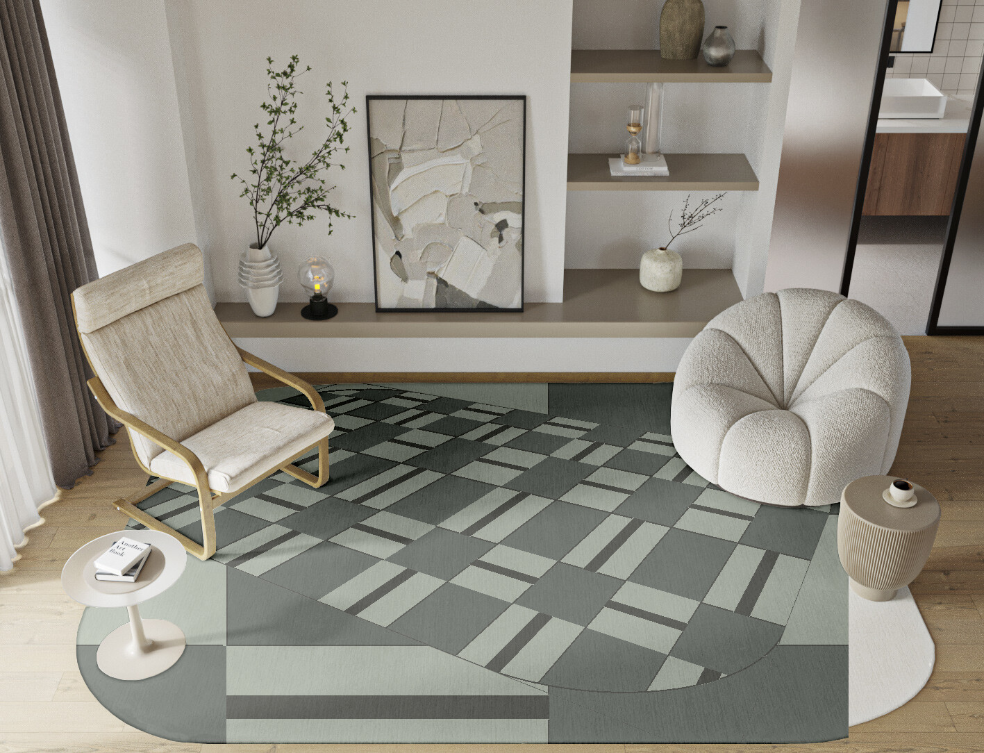 Pennon Geometric Oblong Hand Knotted Tibetan Wool Custom Rug by Rug Artisan