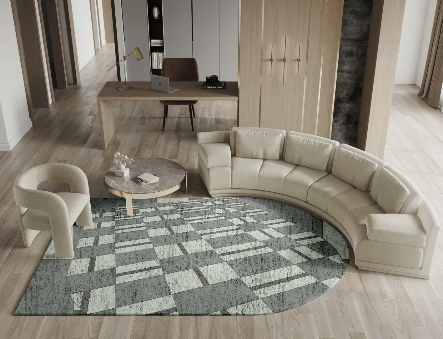 Pennon Geometric Arch Hand Tufted Bamboo Silk Custom Rug by Rug Artisan