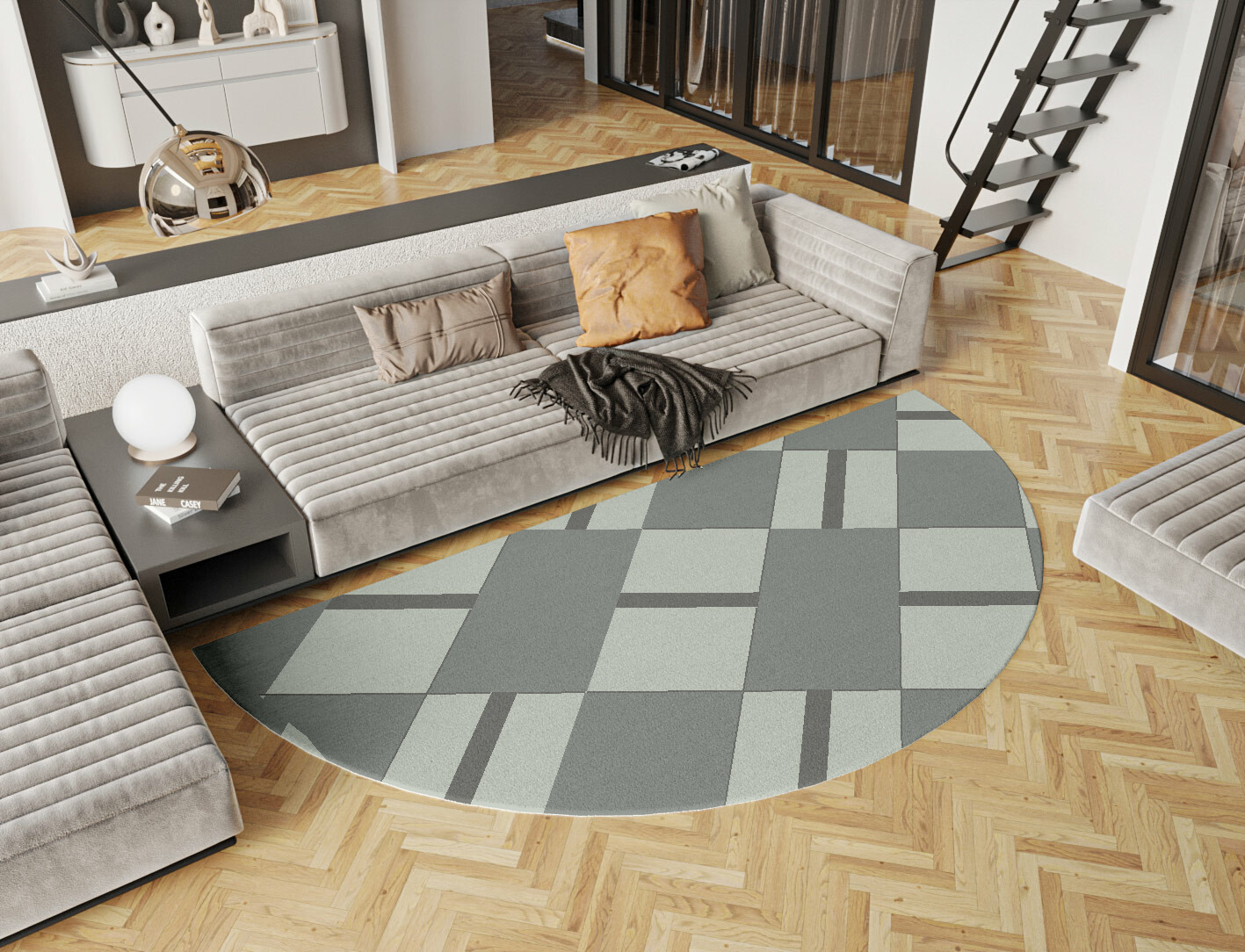 Pennon Geometric Halfmoon Hand Tufted Pure Wool Custom Rug by Rug Artisan