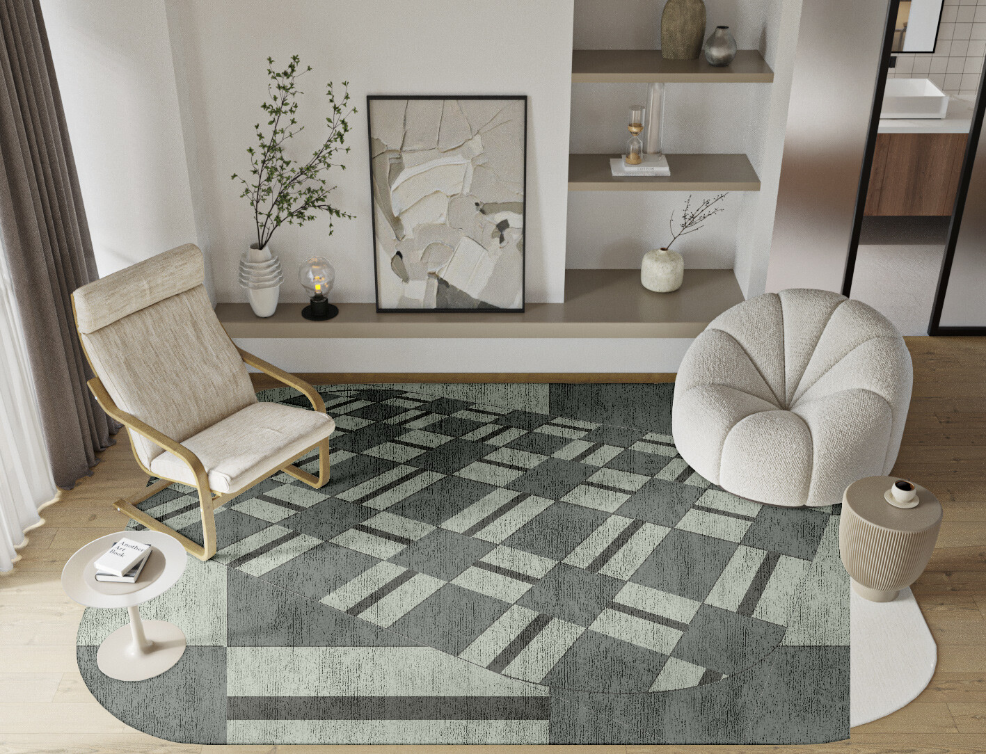 Pennon Geometric Oblong Hand Tufted Bamboo Silk Custom Rug by Rug Artisan