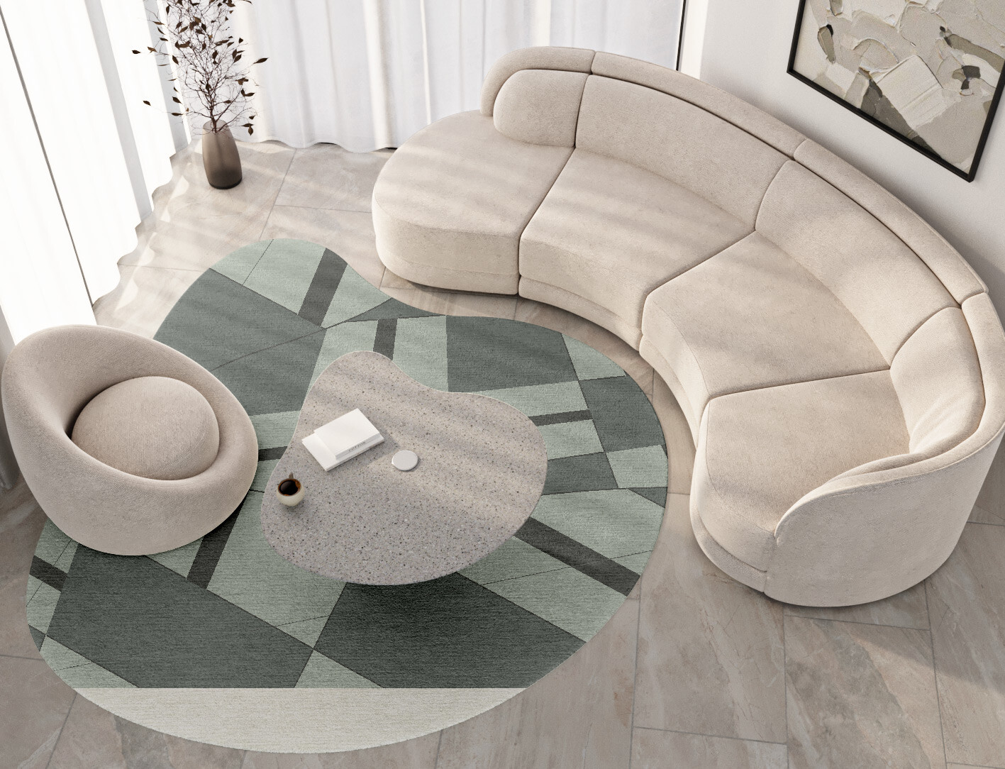 Pennon Geometric Splash Hand Tufted Pure Wool Custom Rug by Rug Artisan