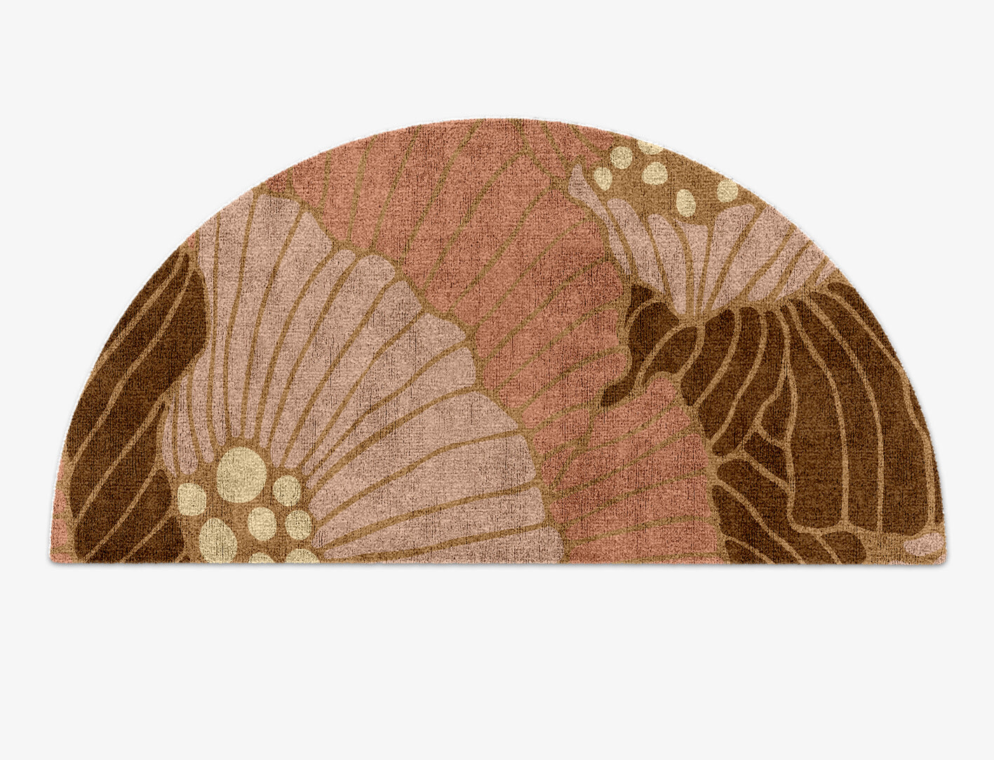 Peony Field of Flowers Halfmoon Hand Knotted Bamboo Silk Custom Rug by Rug Artisan