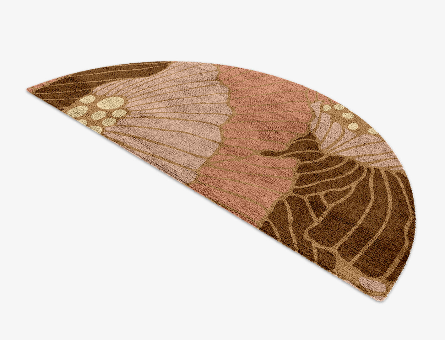 Peony Field of Flowers Halfmoon Hand Knotted Bamboo Silk Custom Rug by Rug Artisan