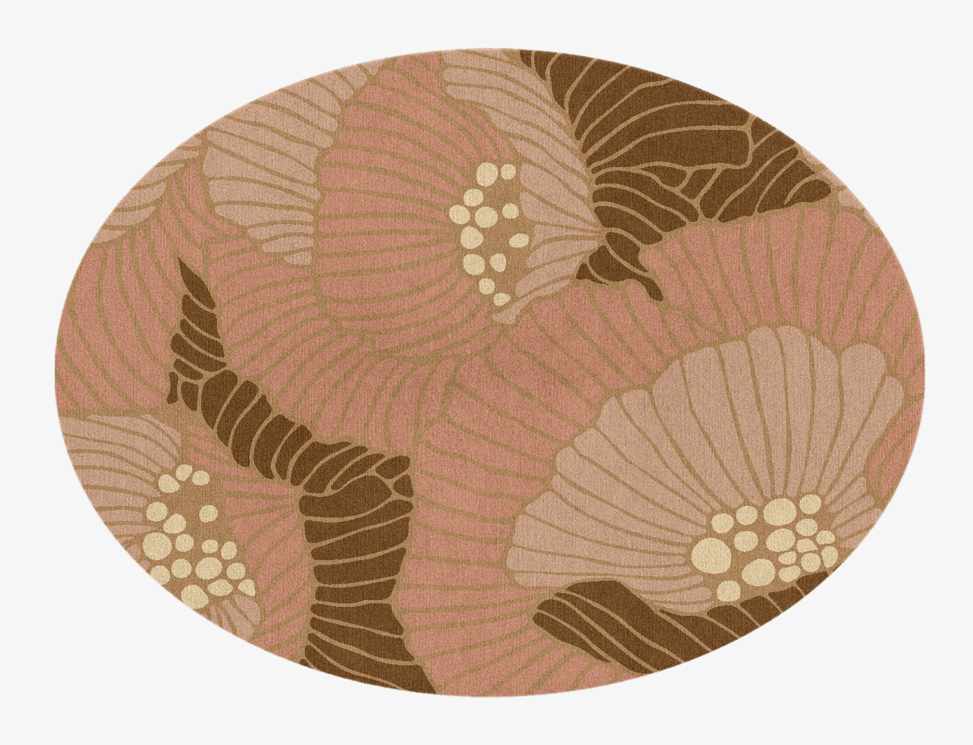 Peony Field of Flowers Oval Hand Knotted Tibetan Wool Custom Rug by Rug Artisan
