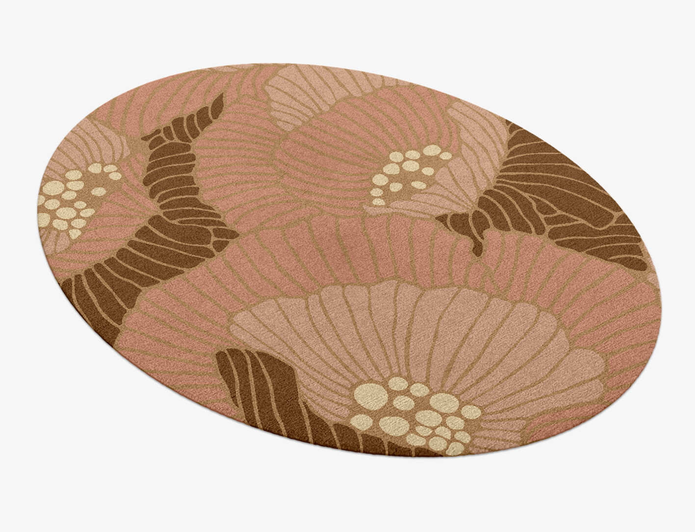 Peony Field of Flowers Oval Hand Knotted Tibetan Wool Custom Rug by Rug Artisan