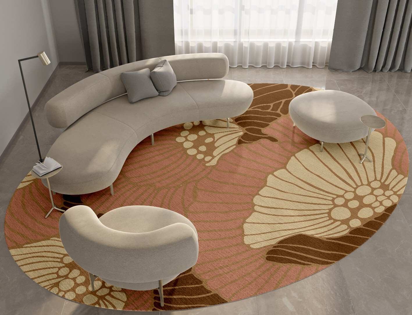 Peony Field of Flowers Oval Hand Knotted Tibetan Wool Custom Rug by Rug Artisan