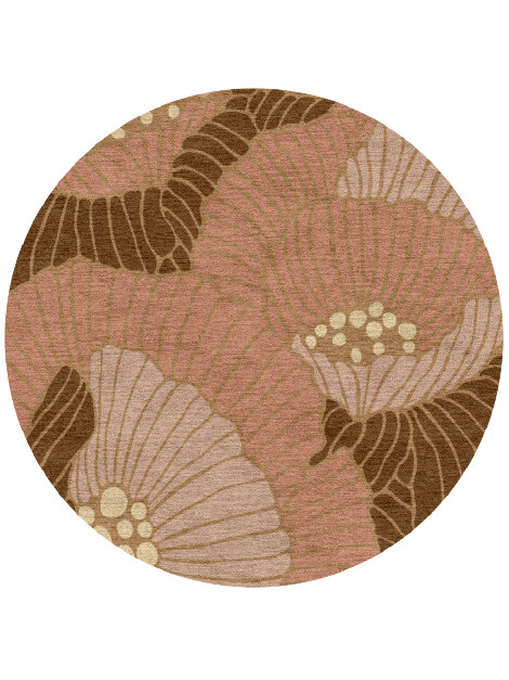 Peony Round Hand Knotted Tibetan Wool custom handmade rug