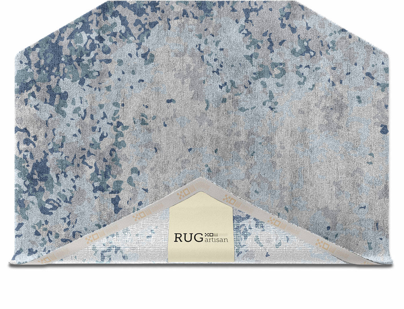 Periwrinkle Cerulean Hexagon Hand Knotted Bamboo Silk Custom Rug by Rug Artisan