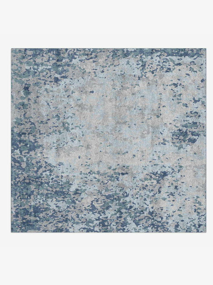Periwrinkle Cerulean Square Hand Knotted Bamboo Silk Custom Rug by Rug Artisan