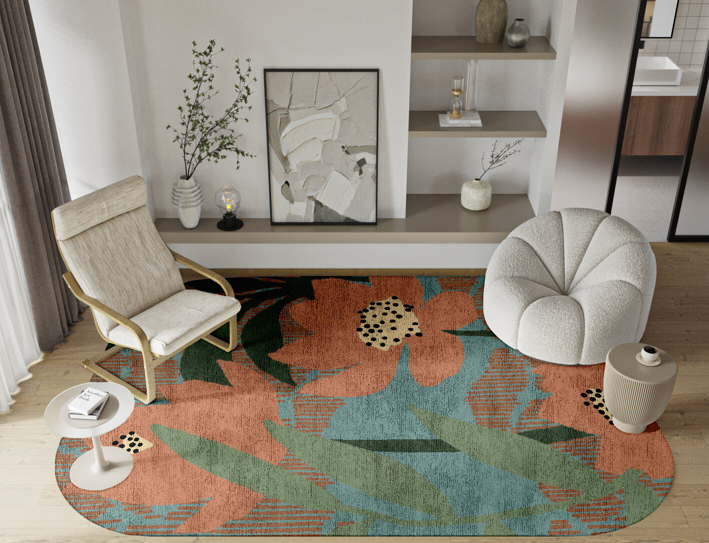 Petunia Field of Flowers Oblong Hand Knotted Bamboo Silk Custom Rug by Rug Artisan