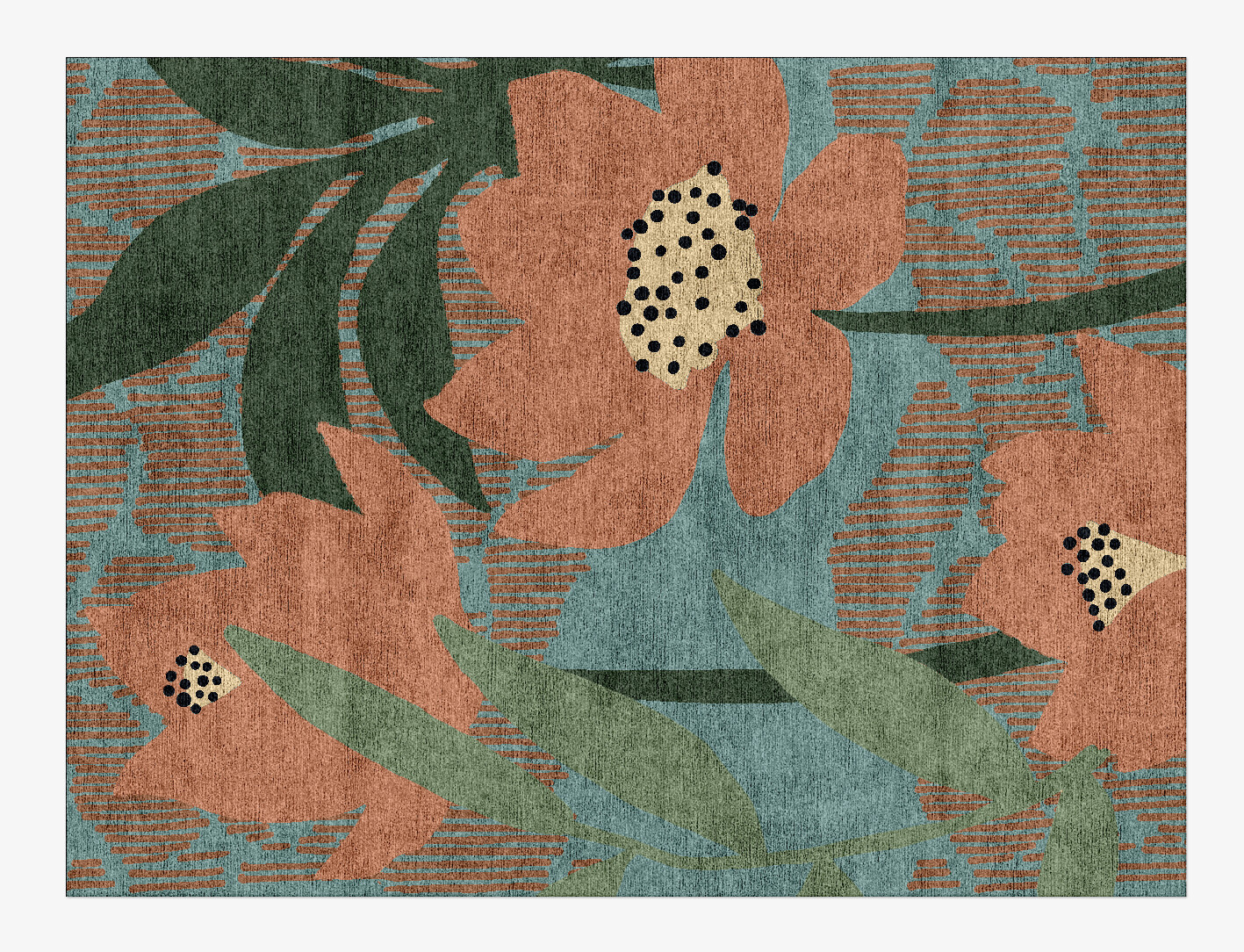 Petunia Field of Flowers Rectangle Hand Knotted Bamboo Silk Custom Rug by Rug Artisan