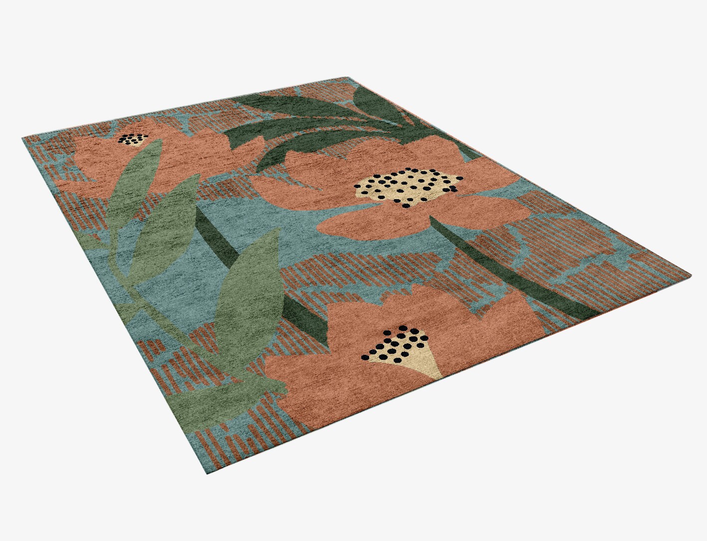 Petunia Field of Flowers Rectangle Hand Knotted Bamboo Silk Custom Rug by Rug Artisan